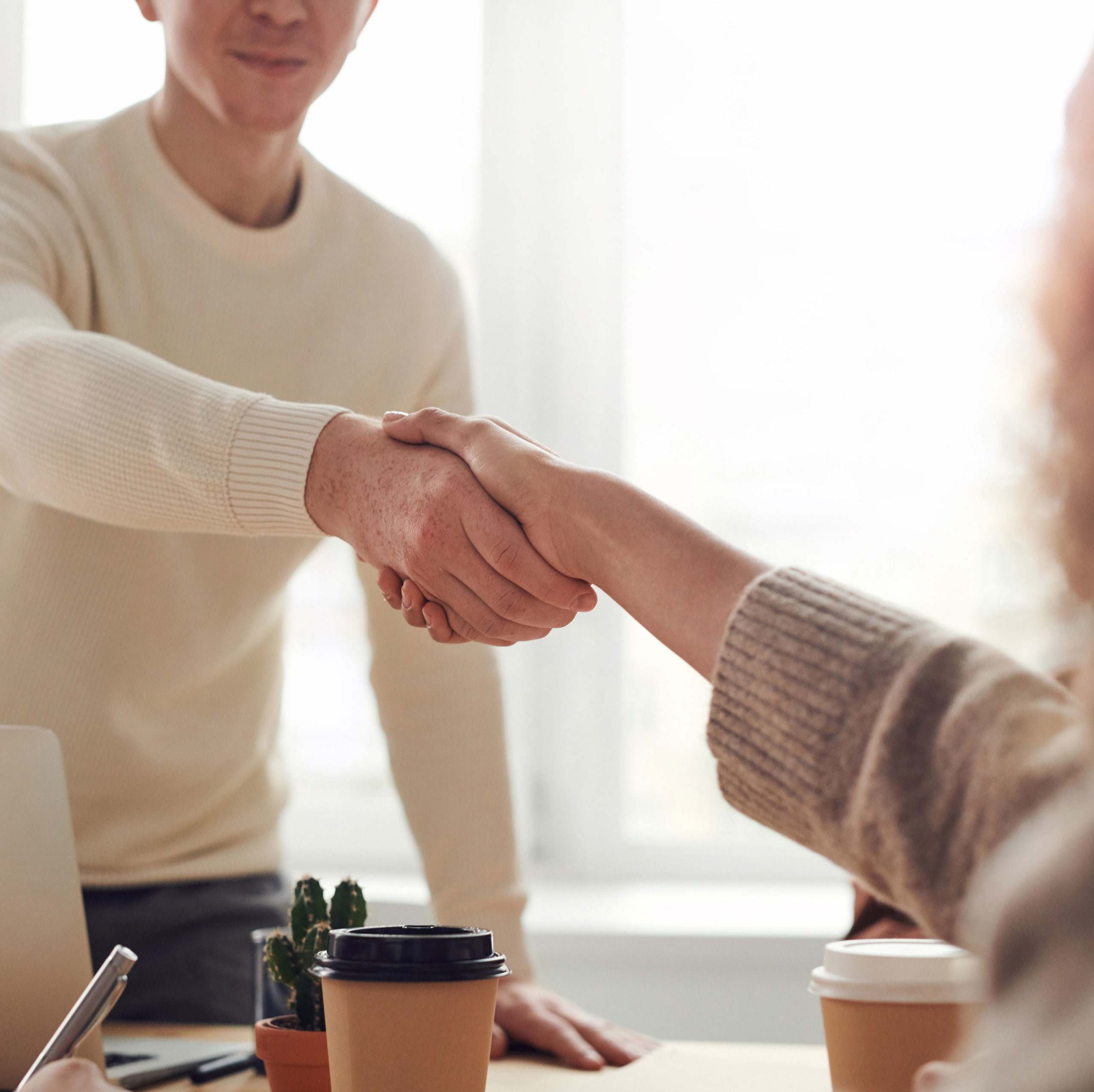 Coach serrant la main à une cliente - Formation bain de forêt 